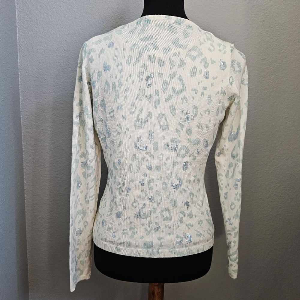 Vintage Karen Kane Sequin Leopard Sweater Top & Cardigan Medium - Picture 8 of 10